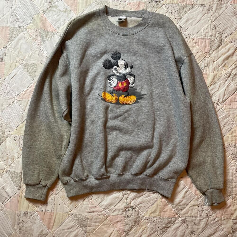 vintage y2k disney gray mickey mouse crewneck sweatshirt size XL
